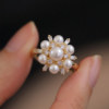 Natural freshwater pearl ring for women Snowflake cluster exquisite light luxury fashion open ring