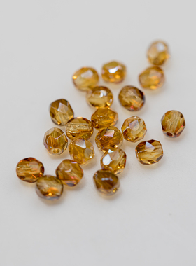 4mm火磨珠100颗 珠光黄玉长石色 进口捷克菠萝珠串珠法绣枣珠diy