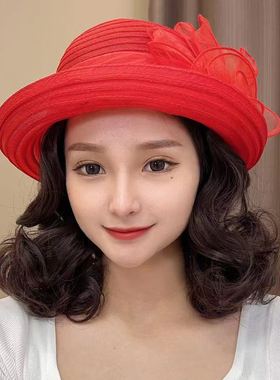 带头发的帽子女非真发洋气