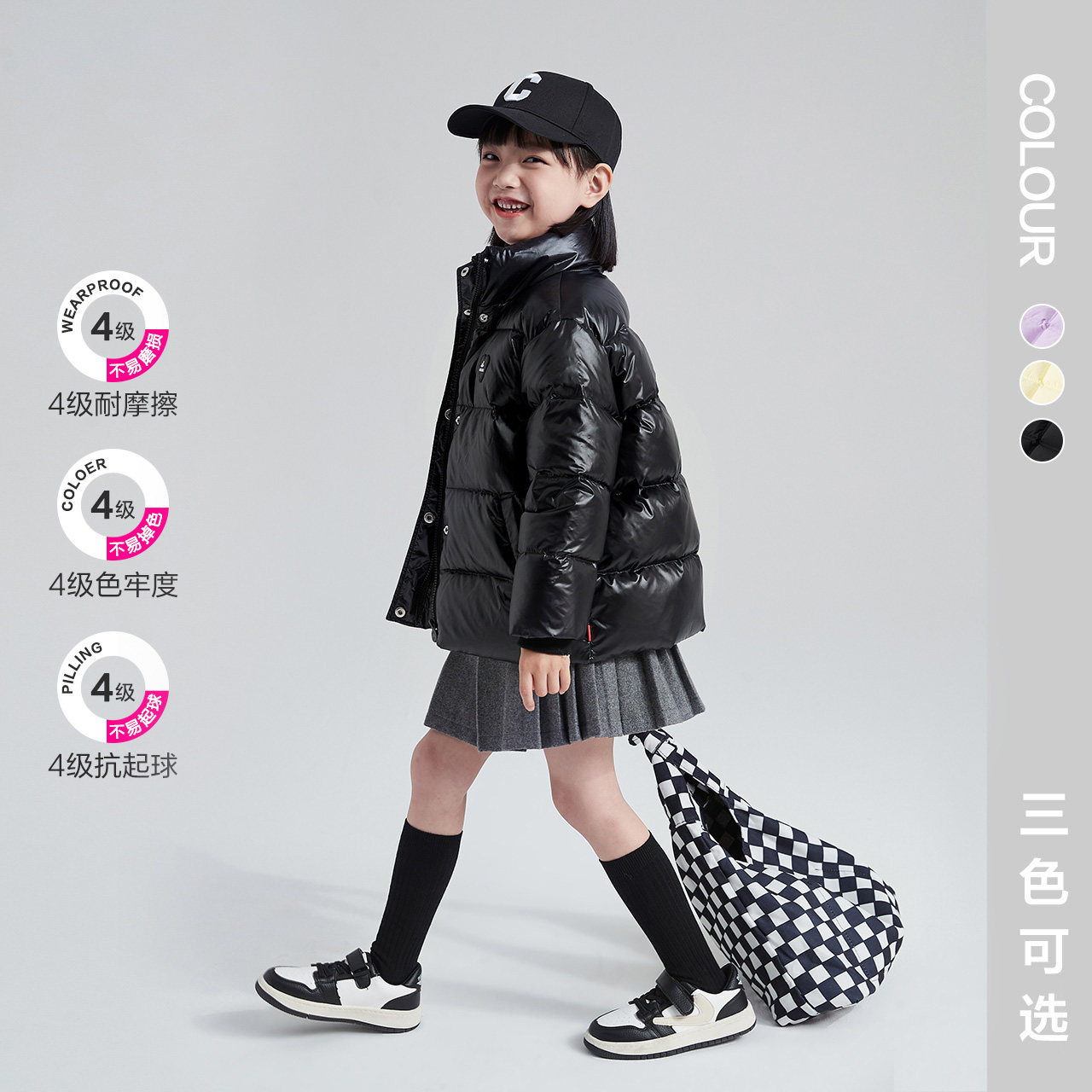 笛莎女童免洗亮面厚款面包服羽绒服 deesha笛莎羽绒服