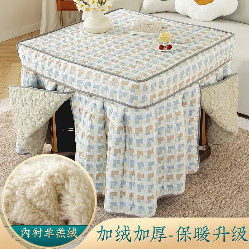 新款加厚烤火罩家用正方形电炉罩长方形烤火桌罩套桌布电暖桌烤火 - 图3