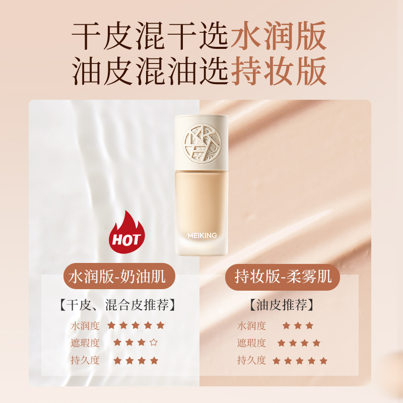 美康粉黛粉底液遮瑕保湿持久养肤油皮控油干皮学生平价小样奶油肌