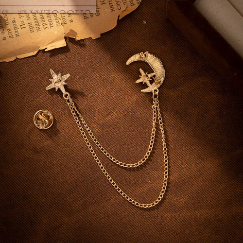 男士西服胸针高档奢华西装链条装演出新年礼物别针配饰配件徽章 - 图1