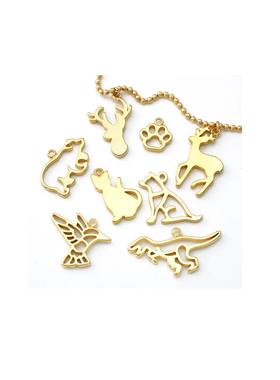 鹿剪影造型吊坠挂饰日本kiwa贵和diy手工配件耳饰铜镀金