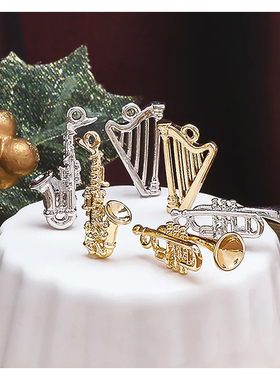 新品萨克斯喇叭竖琴乐器挂件挂坠日本贵和kiwa配件DIY锌合金镀金