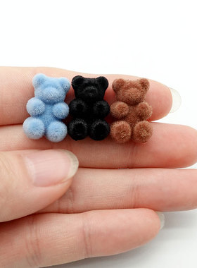 植绒小熊蝴蝶结爱心圆球吊坠挂饰日本kiwa贵和DIY手工配件手机链