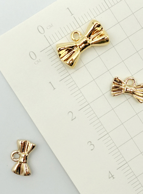 贵和金色立体蝴蝶结挂坠拉链扣日本进口kiwa配件DIY合金镀色