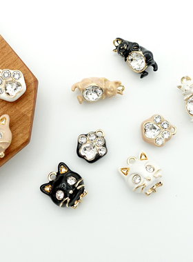 日本贵和锌合金镀色猫咪猫爪吊坠