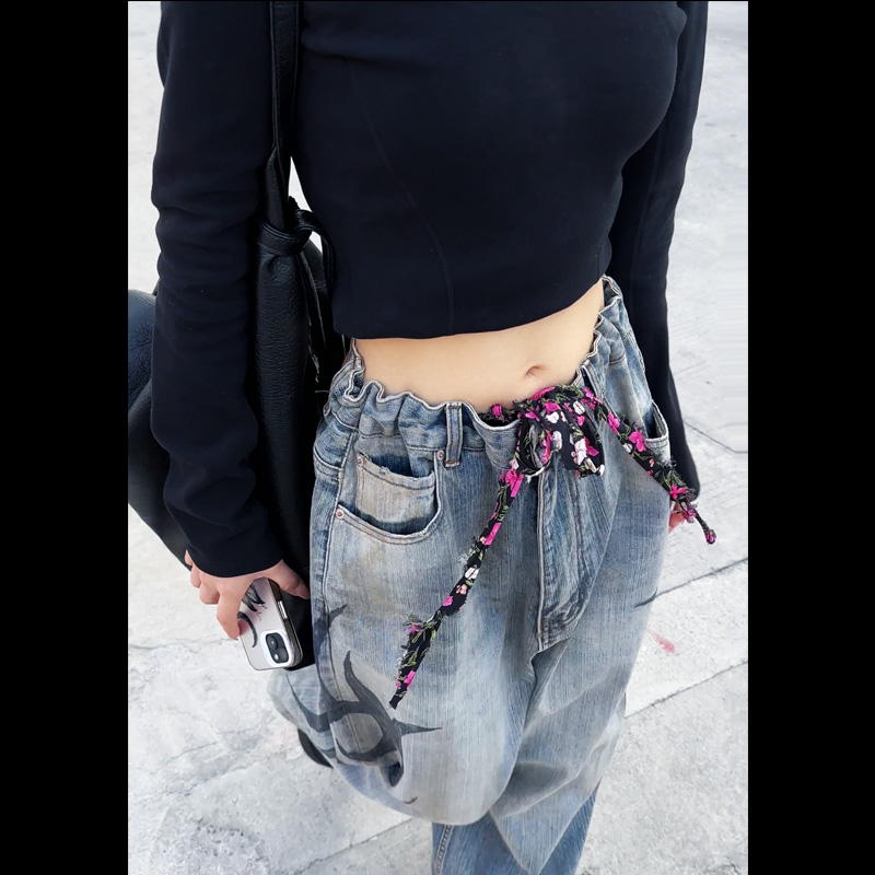 (现货)20360巴家重工做旧水洗牛仔裤手绘复古调性牛仔裤2025年 - 图1