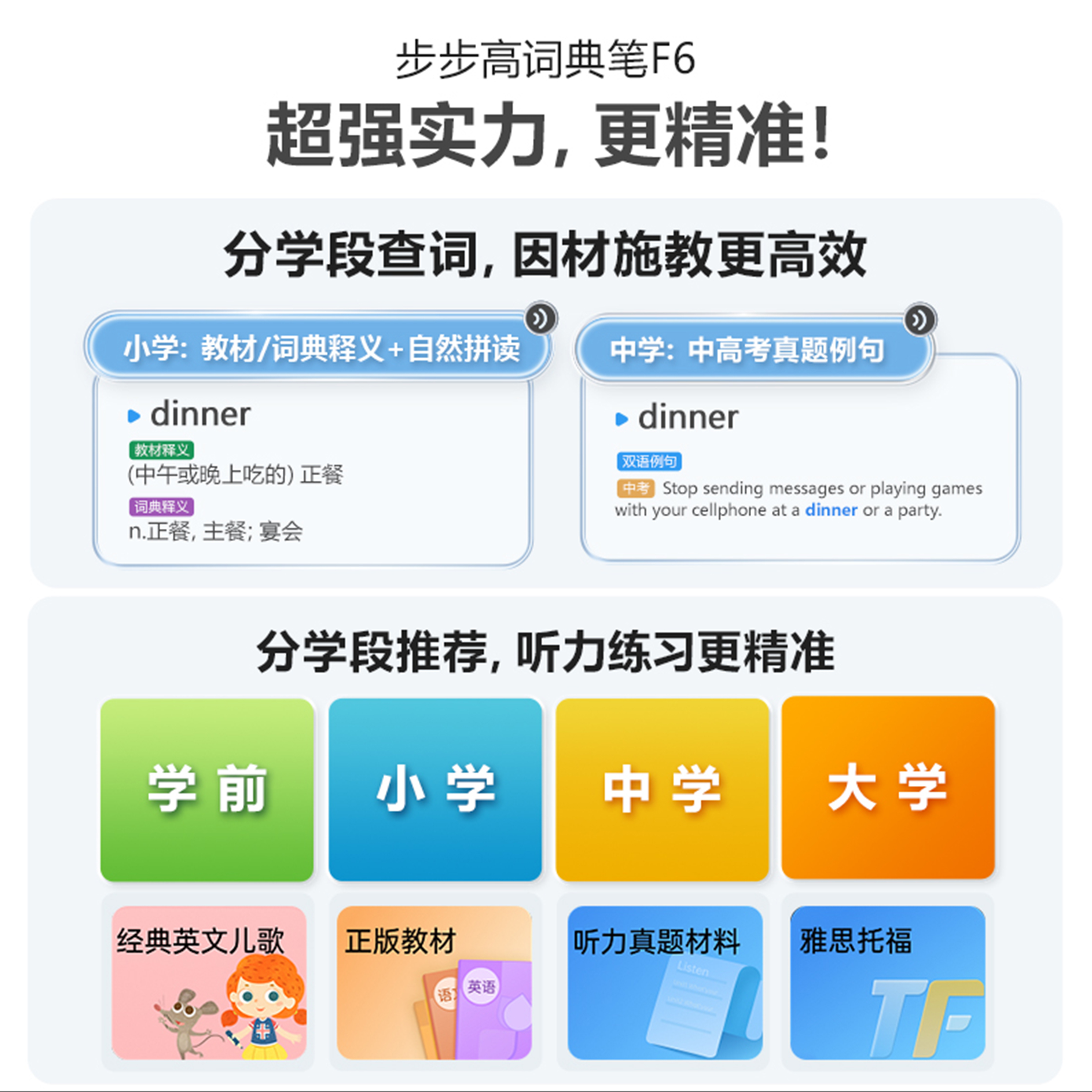 【官方旗舰店】步步高词典笔F6点读笔翻译笔通用英语学习神器扫描笔单词笔小学生初中高中智能扫读笔人教版 - 图2