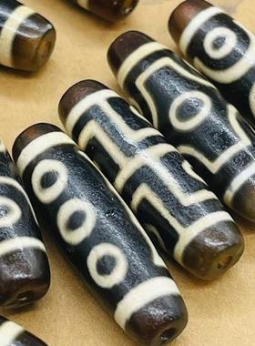 保真品西藏天然玛瑙牙黄天珠吊坠