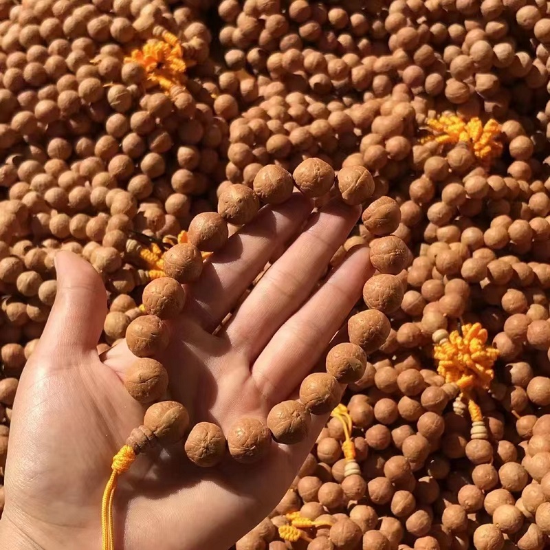 促销佛珠念珠新籽尼泊尔正品红皮高密凤眼菩提子108颗手串链项链 - 图1