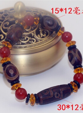 西藏天珠手串九眼三眼玉髓保真