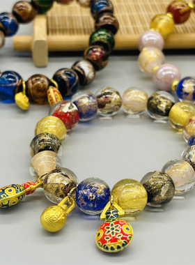 保真西藏扎基同款香灰琉璃手串