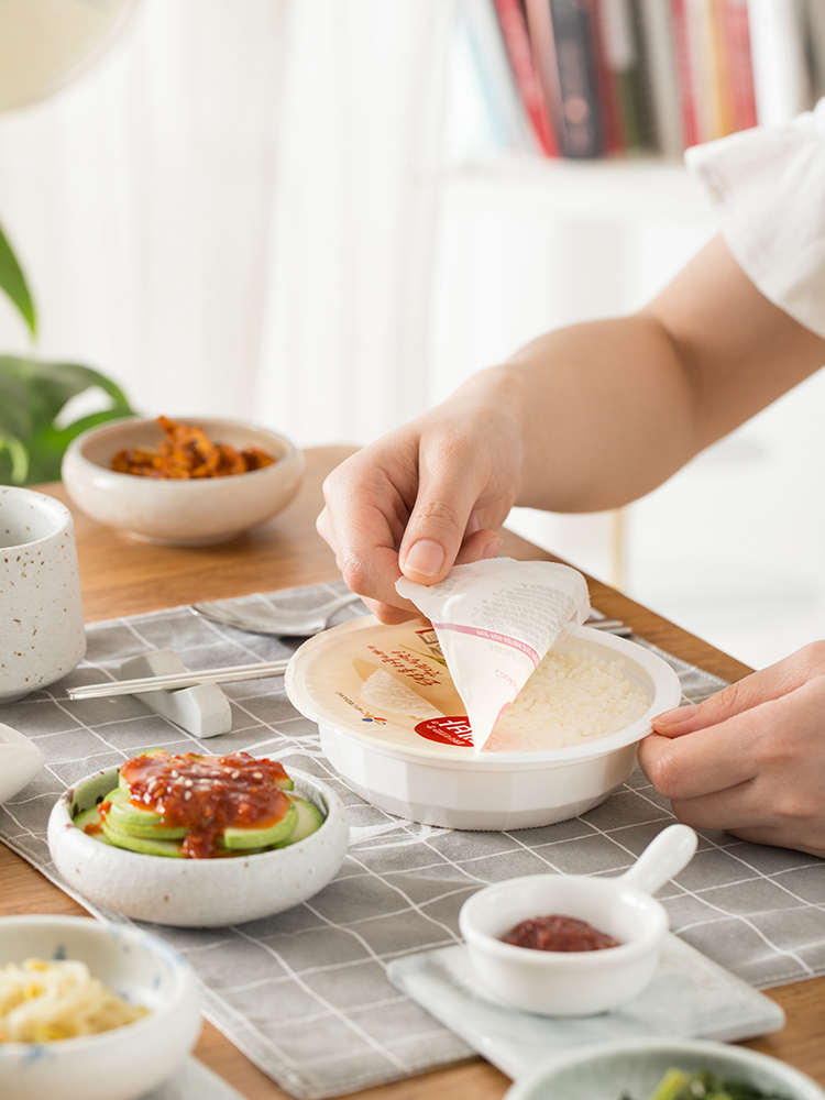 韩国方便米饭希杰嗨拌微波速食米饭自助白米饭加热即食纯饭整箱-图1