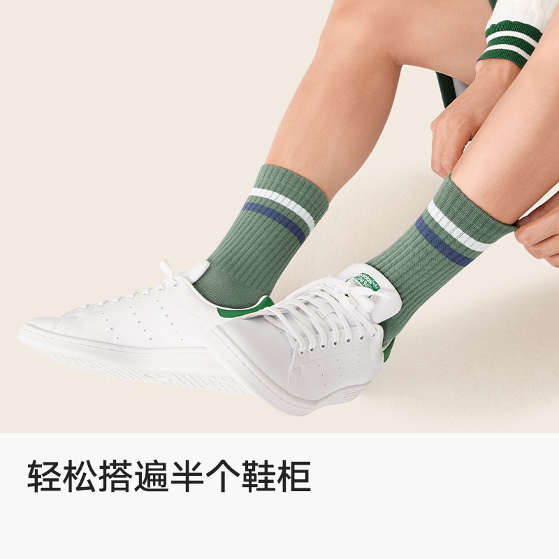 纯棉直角袜子男士秋冬季厚中筒袜抗菌防臭吸汗条纹青少年运动长袜 - 图0