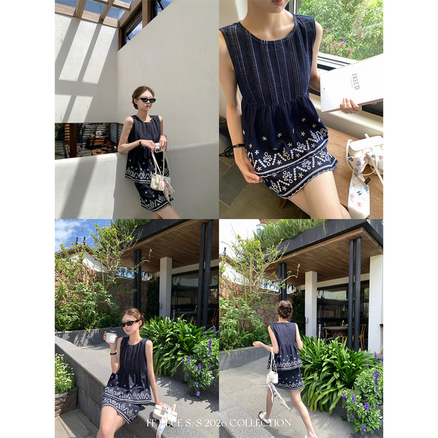 FFBLUE85 ຊຸດກະໂປງ denim ກາງເກງຝ້າຍ