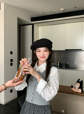 FFBLUE韩系女秋冬ins风八角帽