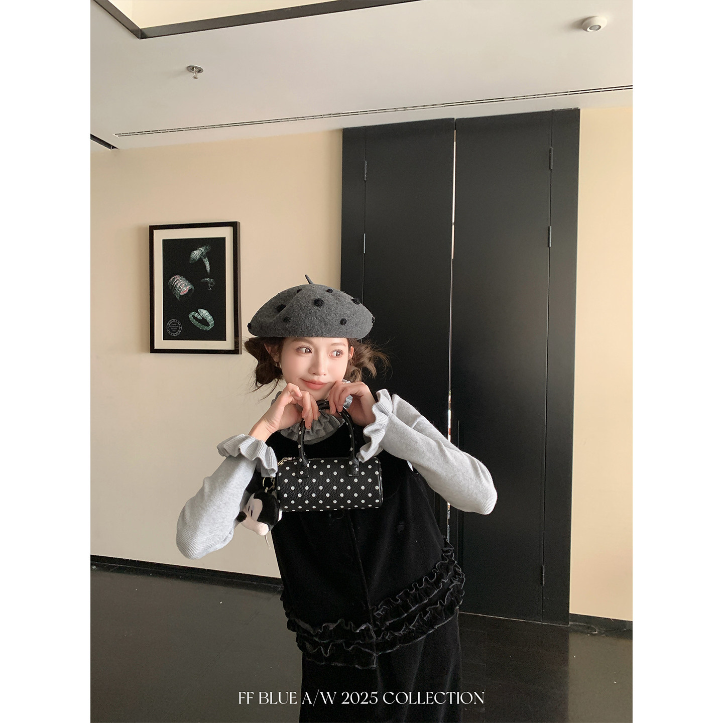 FF BLUE 中古情绪 2色丝绒套装高腰a字半裙高品质马甲叠穿上衣女,淘宝优惠券,粉丝福利购,淘宝优惠卷