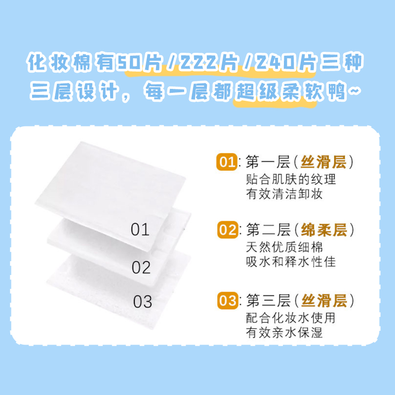 Lily Bell/丽丽贝尔省水卸妆棉化妆棉纯棉脸部卸妆用湿敷棉片专用 - 图1