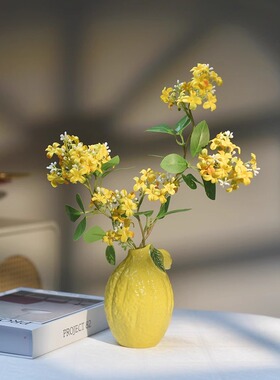《九里香+山茶花》创意假花仿真花客厅摆设餐桌花摆花艺装饰摆件