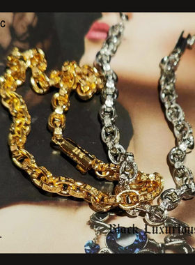 Black Luxurious电镀22K18K黄白金色刻字罗马文十字女神男神手链