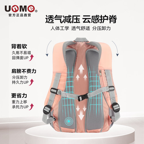 unme初中生书包大容量减负女男小学生高中生轻便防水耐用双肩背包 - 图3