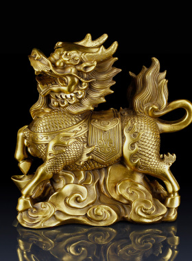 纯铜招财麒麟摆件办公室工艺礼品