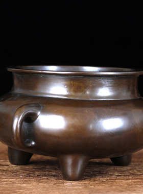 纯铜双耳办公室仿古风礼品宣德炉