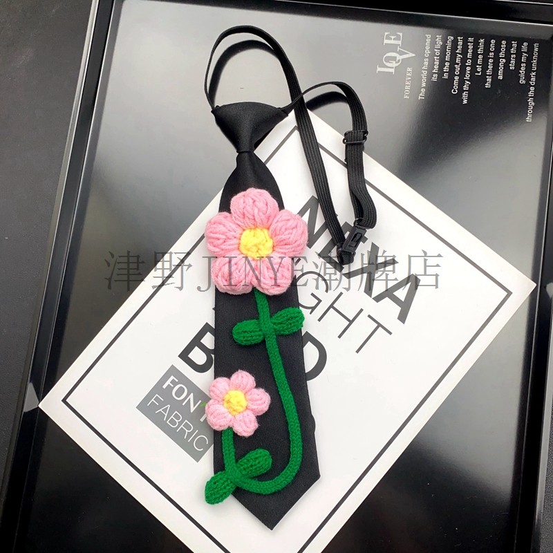 韩版领带女手工花朵文艺撞色个性甜酷学院风粉色免打小众摄影搭配,淘宝优惠券,粉丝福利购,淘宝优惠卷