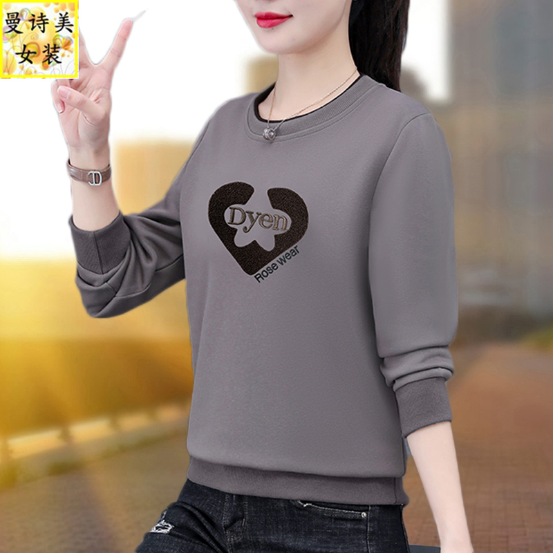 安可拉红卫衣女款春秋2025新款中年妈妈洋气减龄春装显瘦正肩上衣 - 图2