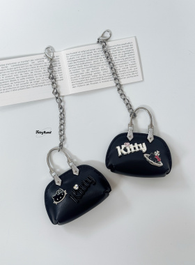 原创kitty猫皮革mini小包包挂件PU手提包钥匙扣迷你装饰链配饰ins