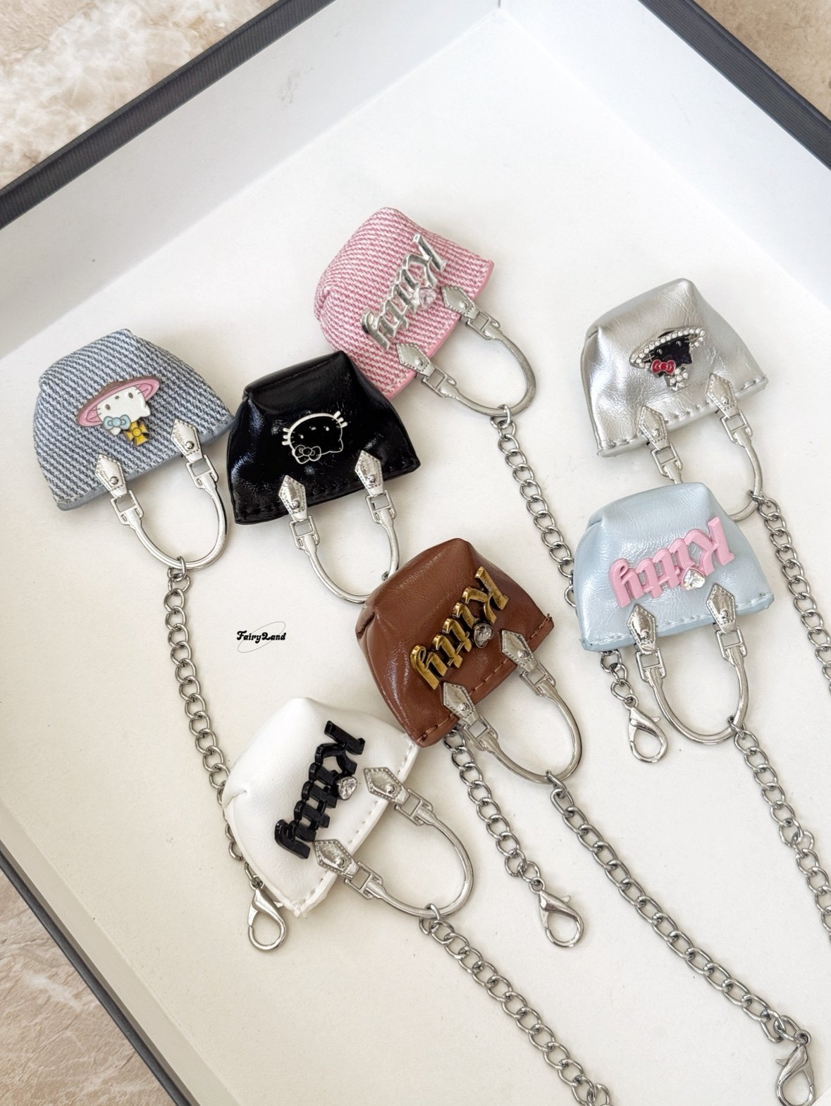 原创mini皮革牛仔kt小包包挂件可爱包挂饰芭比粉甜美少女心钥匙扣,淘宝优惠券,粉丝福利购,淘宝优惠卷