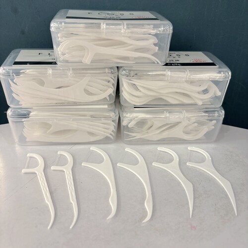 一次性牙线棒超细家庭装牙签棒剔牙线便携式牙线盒装高弹牙线50支 - 图1