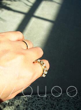 天然冰翠石原创耳圈戒指小众百搭