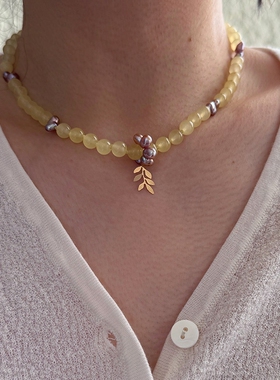 金枝玉叶天然黄玉髓项链