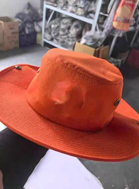 新款森林消防圆边帽户外防晒遮阳帽宽沿帽夏天森林橙色太阳奔尼帽