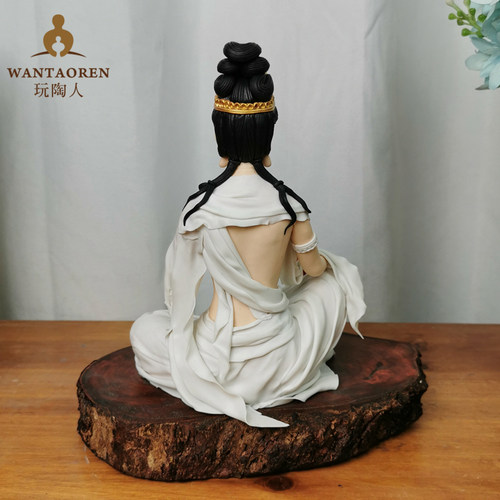观音菩萨手工泥人泥塑中国传统人像面塑佛像神像定制结缘收藏送礼 - 图2