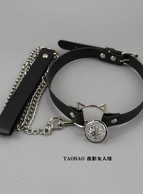 铃铛情趣项圈男女牵引绳成人项链朋克choker男生大号颈带狗链项圈