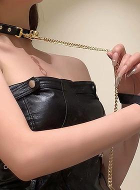 颈环狗链铃铛choker配件项圈金属情调颈链女小众锁骨链女高级感