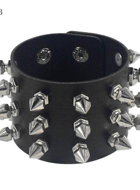 时尚朋克哥特式骷髅铆钉暗黑复古情侣皮质PU手环情侣手链手镯