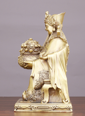 铜文财神聚宝盆财神家居供奉摆件