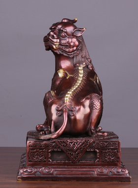 黄铜谛听摆件地藏王坐骑独角神兽