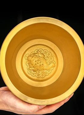 黄铜招财纳福百福米缸摆件