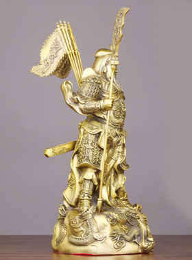 黄铜九龙关公招财中式家居摆件