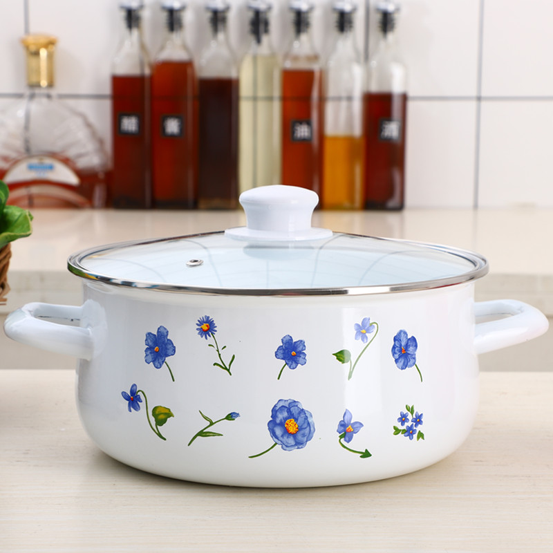 【厚实款】16-24cm老式搪瓷熬中药锅烧锅炖锅奶锅汤锅煮面小锅 - 图0