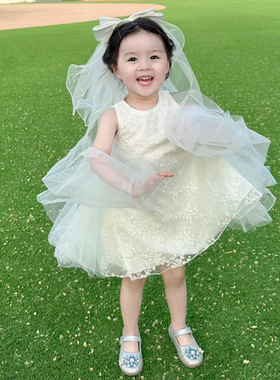 蝴蝶结儿童头纱超仙公主裙头饰花童发饰幼儿园毕业六一儿童节表演