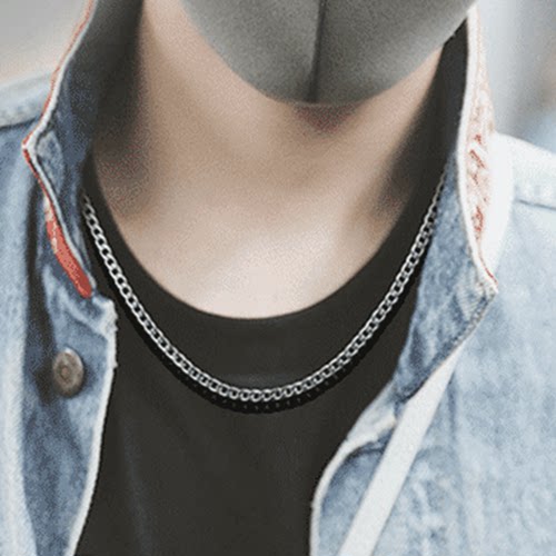不掉色钛钢项链男士潮牌网红无吊坠饰品hiphop嘻哈女锁骨链毛衣链 - 图2