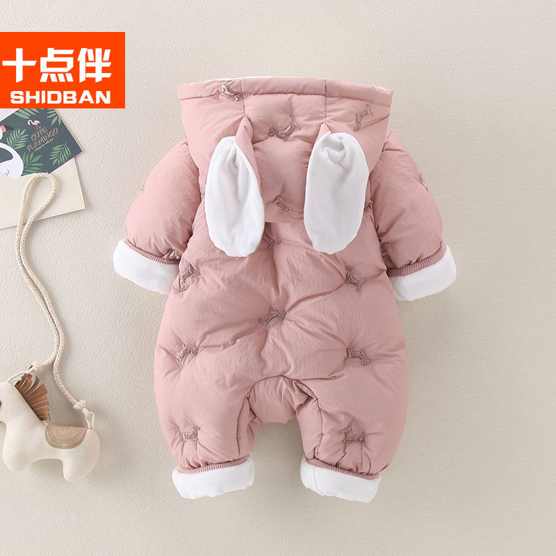 婴儿长袖套装女宝宝连体衣加厚棉衣 十点伴周家连身衣/爬服/哈衣
