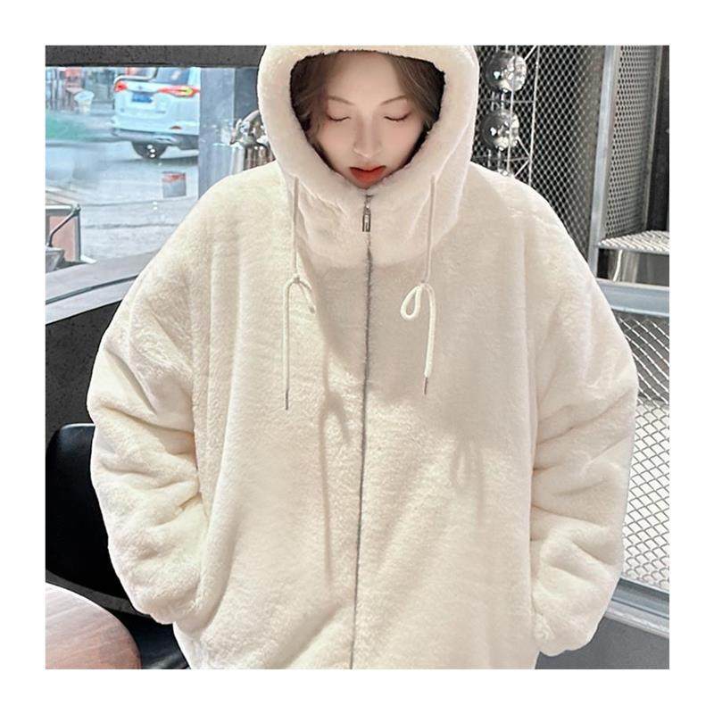 双面羊羔毛绒外套2025秋冬新款彷獭兔毛茸茸大衣短款加厚连帽棉服,淘宝优惠券,粉丝福利购,淘宝优惠卷